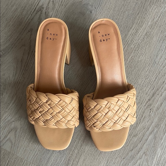 a new day Shoes - A New Day Women's Beige Woven Block Heels